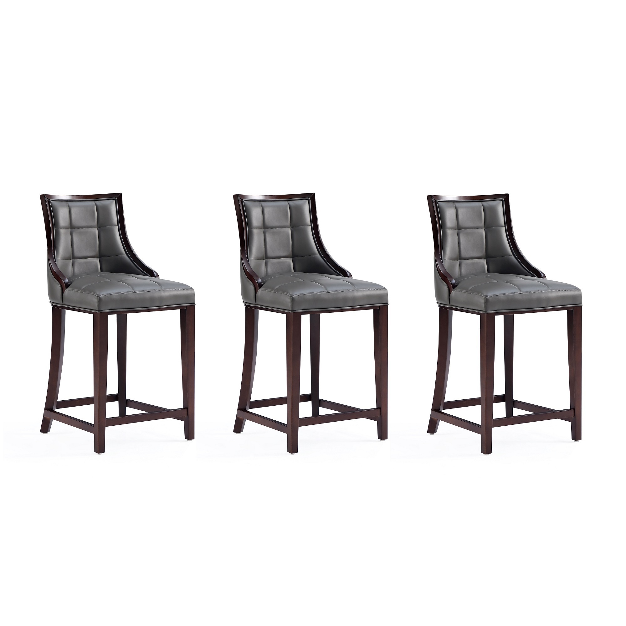 Manhattan Comfort, Fifth Avenue Faux Leather Stool in Pebble Set of 3 Primary Color Gray, Included (qty.) 3 Model# 3-CS012